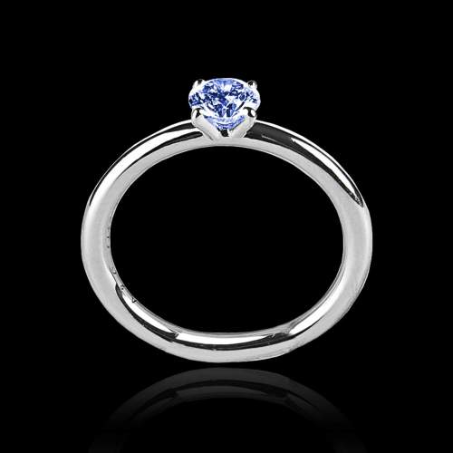 Bague solitaire saphir bleu or blanc Anja